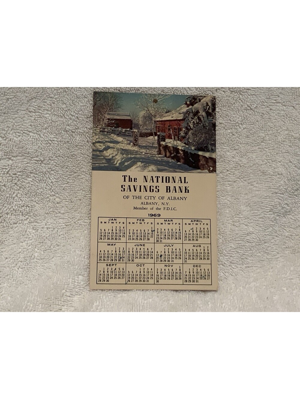 Vintage 1969 Advertising Calendar From The National Saving Bank of Albany NY